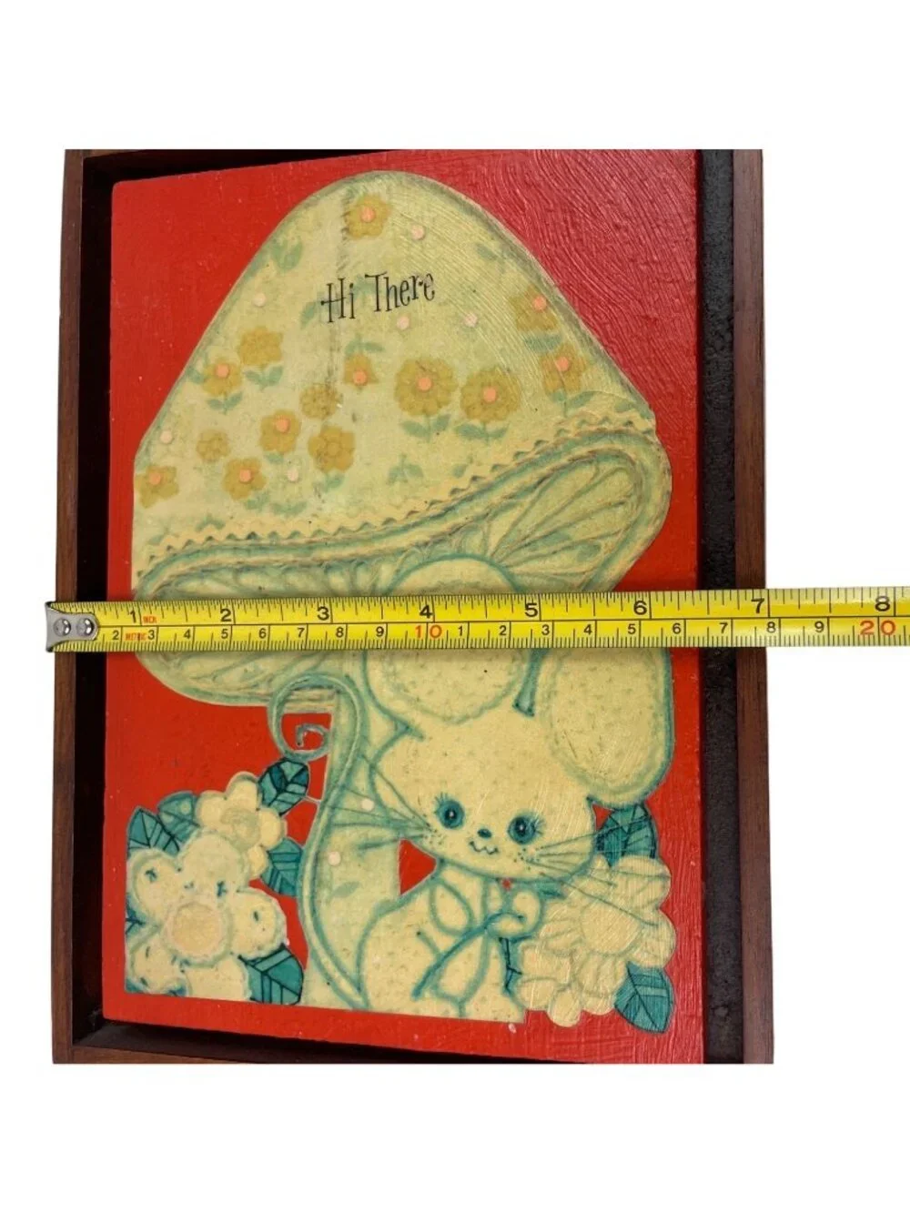 Vintage Decoupage Wall Art With Woodland Mouse & Mushroom Design In Wooden Frame